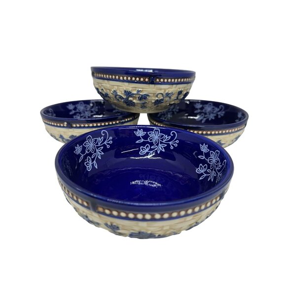 Temp-tations Floral Lace 16 oz Handpainted 6" Bowl Cereal Soup Dessert Set of 4 - Picture 1 of 8